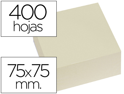 Bloc cubo 400 notas adhesivas quita y pon Q-Connect 75x75mm. Amarillas